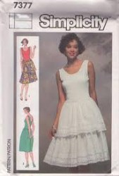 7377 SIMPLICITY DROP WAIST SLEEVELESS FLARE TIER DRESS 2 LENGTHS  PATTERN 10-14